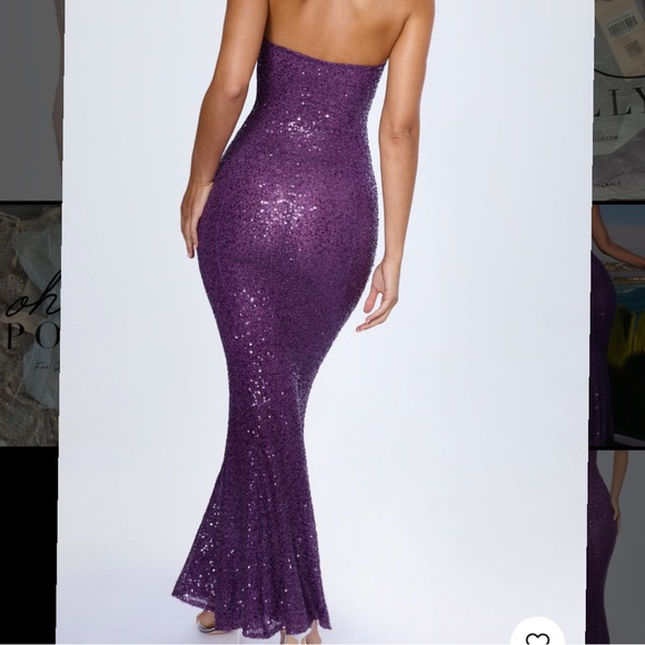 Oh Polly Embellished Cut-Out Bandeau Maxi Dress in Grape - Picture 2 of 5